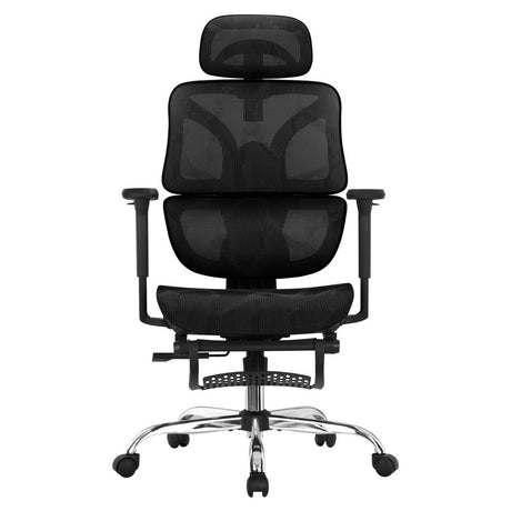 Artiss Black Ergonomic Office Chair with Retractable Footrest — Allure Home Collections