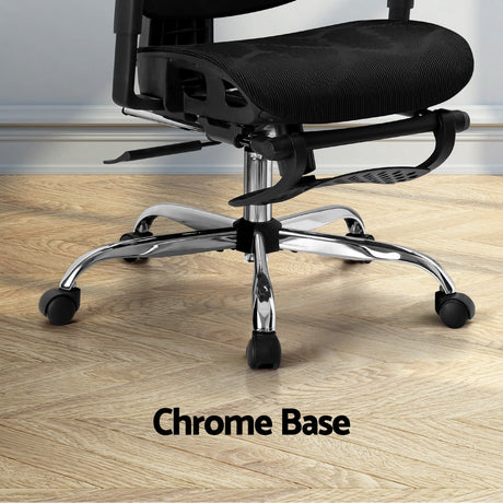 Artiss Black Ergonomic Office Chair with Retractable Footrest — Allure Home Collections