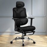 Artiss Black Ergonomic Office Chair with Retractable Footrest — Allure Home Collections