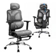 Dunsborough grey ergonomic mesh office chair with footrest