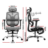 Dunsborough grey ergonomic mesh office chair with footrest