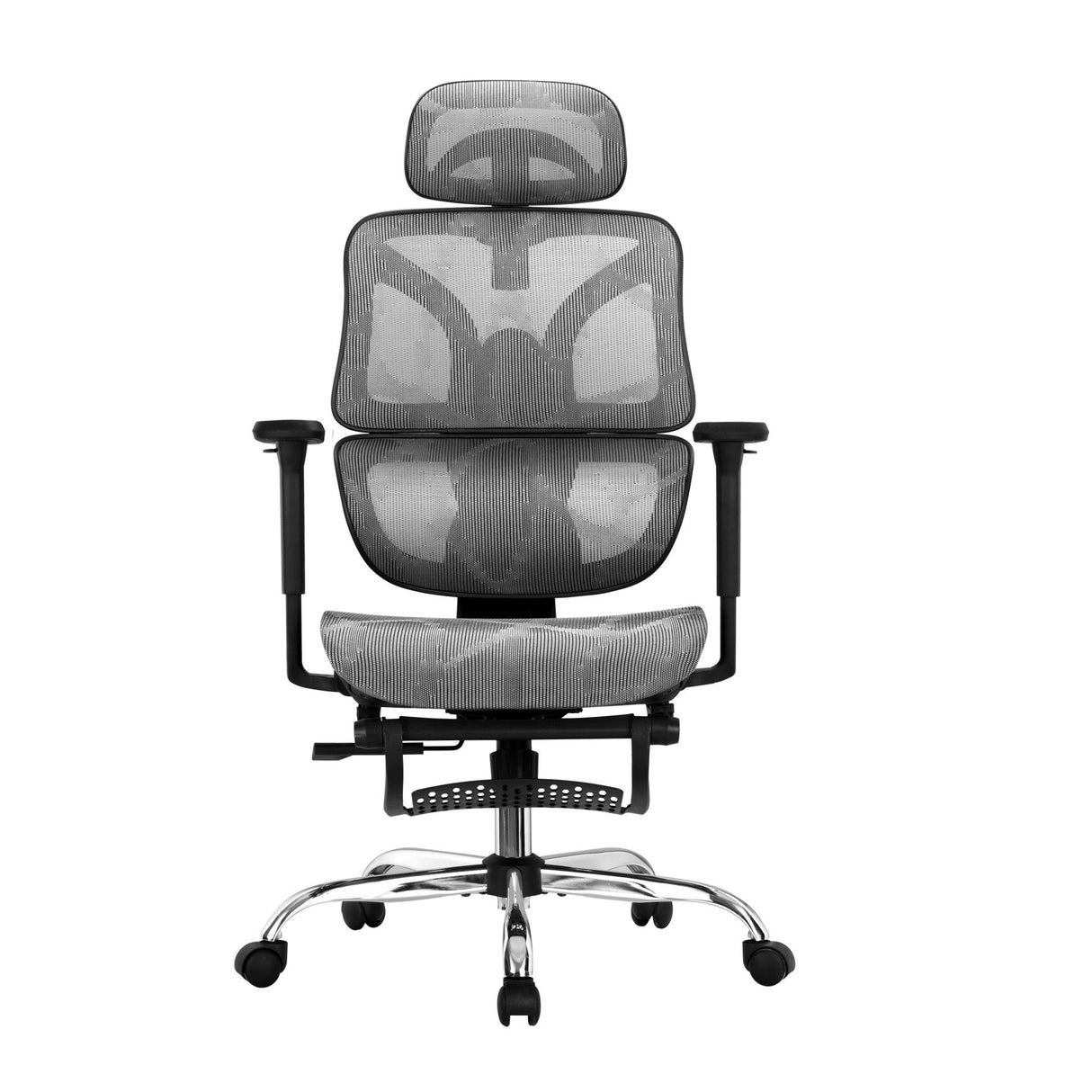 Dunsborough grey ergonomic mesh office chair with footrest