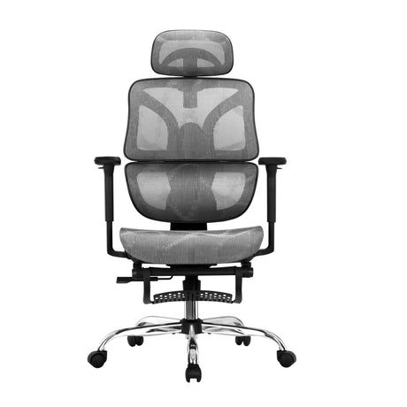 Dunsborough grey ergonomic mesh office chair with footrest