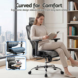 Dunsborough grey ergonomic mesh office chair with footrest