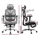 Artiss Ergonomic High-Back Office Chair with Footrest Grey Mesh — Allure Home Collections