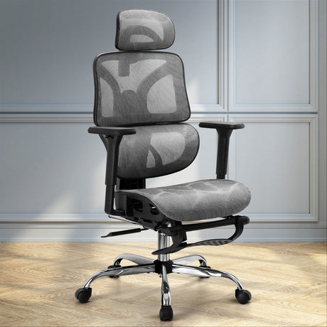 Artiss Ergonomic High-Back Office Chair with Footrest Grey Mesh — Allure Home Collections