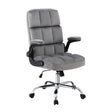 Bindoon grey velvet office chair with contoured mid back and chrome base