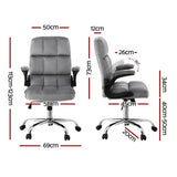 Bindoon grey velvet office chair with contoured mid back and chrome base