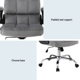 Bindoon grey velvet office chair with contoured mid back and chrome base