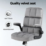 Artiss Grey Velvet Mid-Back Gaming Office Chair with Lumbar Support and Armrests — Allure Home Collections