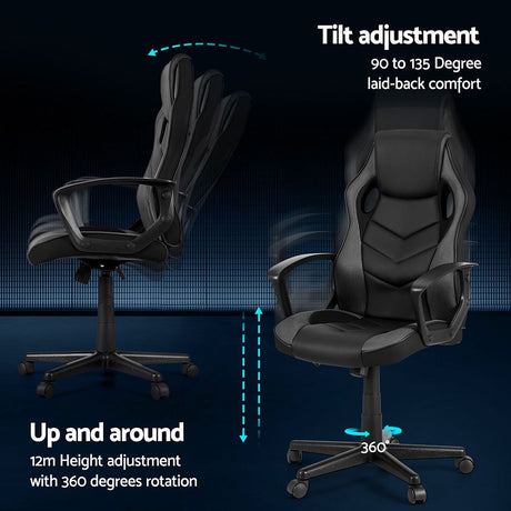 Mullaloo grey gaming chair in a home office, view 5