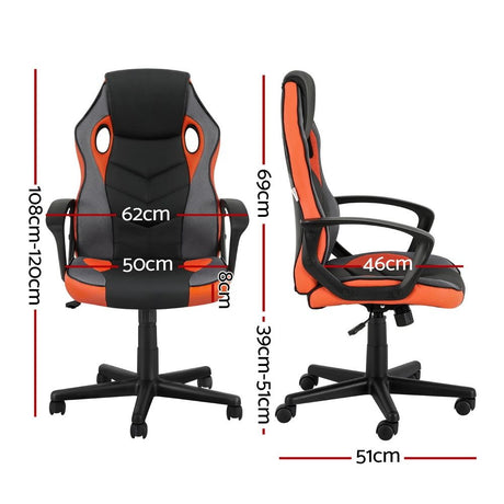 Mullaloo orange gaming chair in a home office, view 2