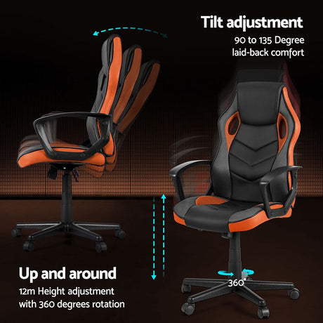 Mullaloo orange gaming chair in a home office, view 5