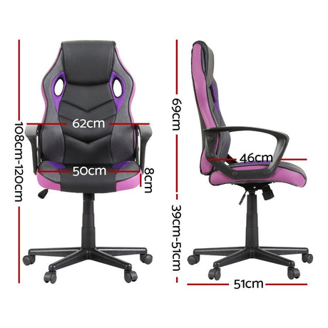 Mullaloo purple gaming chair in a home office, view 2