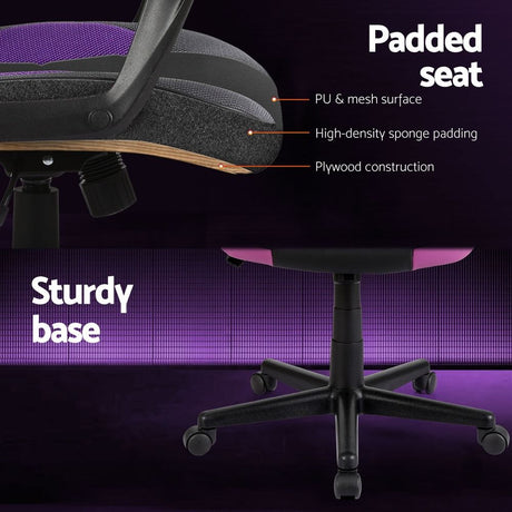 Mullaloo purple gaming chair in a home office, view 6