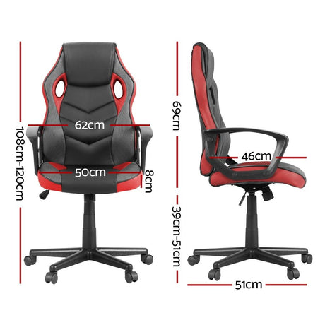 Mullaloo red gaming chair in a home office, view 2