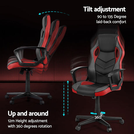 Mullaloo red gaming chair in a home office, view 5