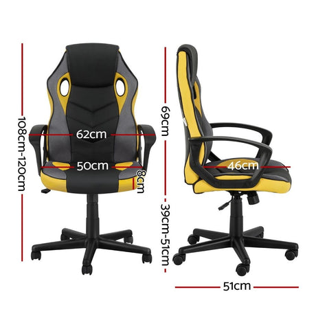 Mullaloo yellow gaming chair in a home office, view 2