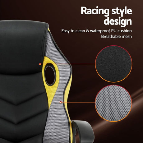 Mullaloo yellow gaming chair in a home office, view 4