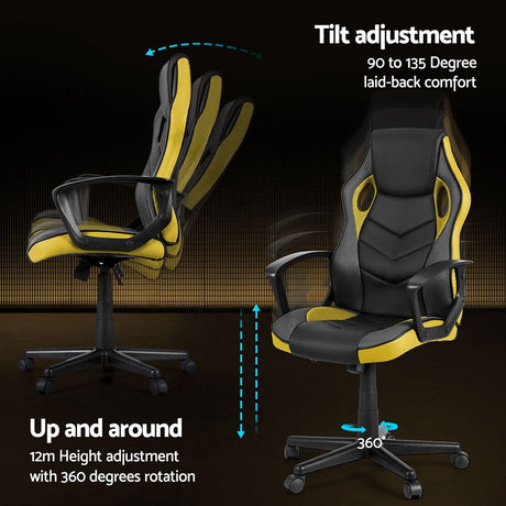 Mullaloo yellow gaming chair in a home office, view 5
