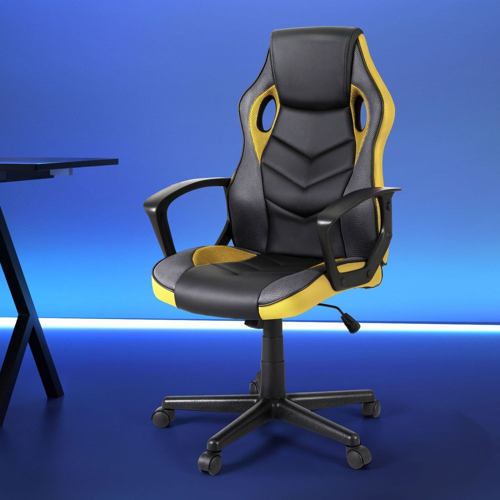 Mullaloo yellow gaming chair in a home office, view 7