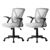 Artiss Nile Mid-Back Mesh Office Chair Grey Pack of 2 — Allure Home Collections
