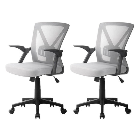 Artiss Nile Mid-Back Mesh Office Chair Grey Pack of 2 — Allure Home Collections