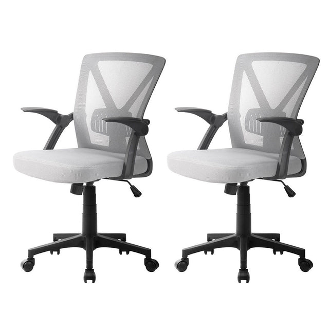 Artiss Nile Mid-Back Mesh Office Chair Grey Pack of 2 — Allure Home Collections