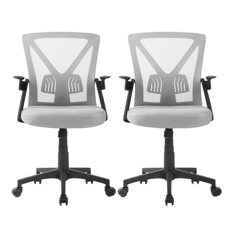 Artiss Nile Mid-Back Mesh Office Chair Grey Pack of 2 — Allure Home Collections