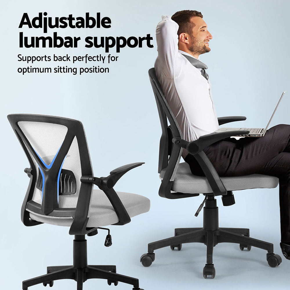 Artiss Nile Mid-Back Mesh Office Chair Grey Pack of 2 — Allure Home Collections