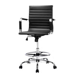 Guilderton black faux leather drafting office chair with footrest ring