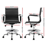 Guilderton black faux leather drafting office chair with footrest ring, view 2