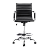 Guilderton black faux leather drafting office chair with footrest ring, view 3
