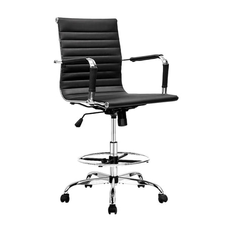Artiss Black Faux Leather Drafting Stool Elevated Office Chair — Allure Home Collections