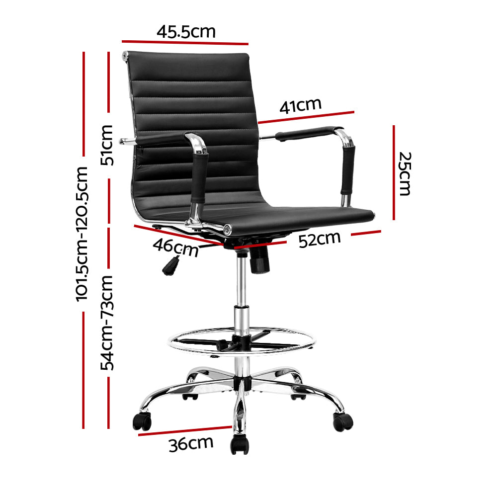 Artiss Black Faux Leather Drafting Stool Elevated Office Chair — Allure Home Collections