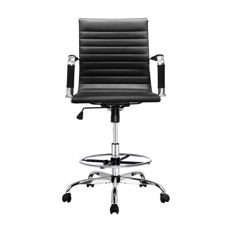 Artiss Black Faux Leather Drafting Stool Elevated Office Chair — Allure Home Collections