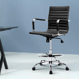Artiss Black Faux Leather Drafting Stool Elevated Office Chair — Allure Home Collections