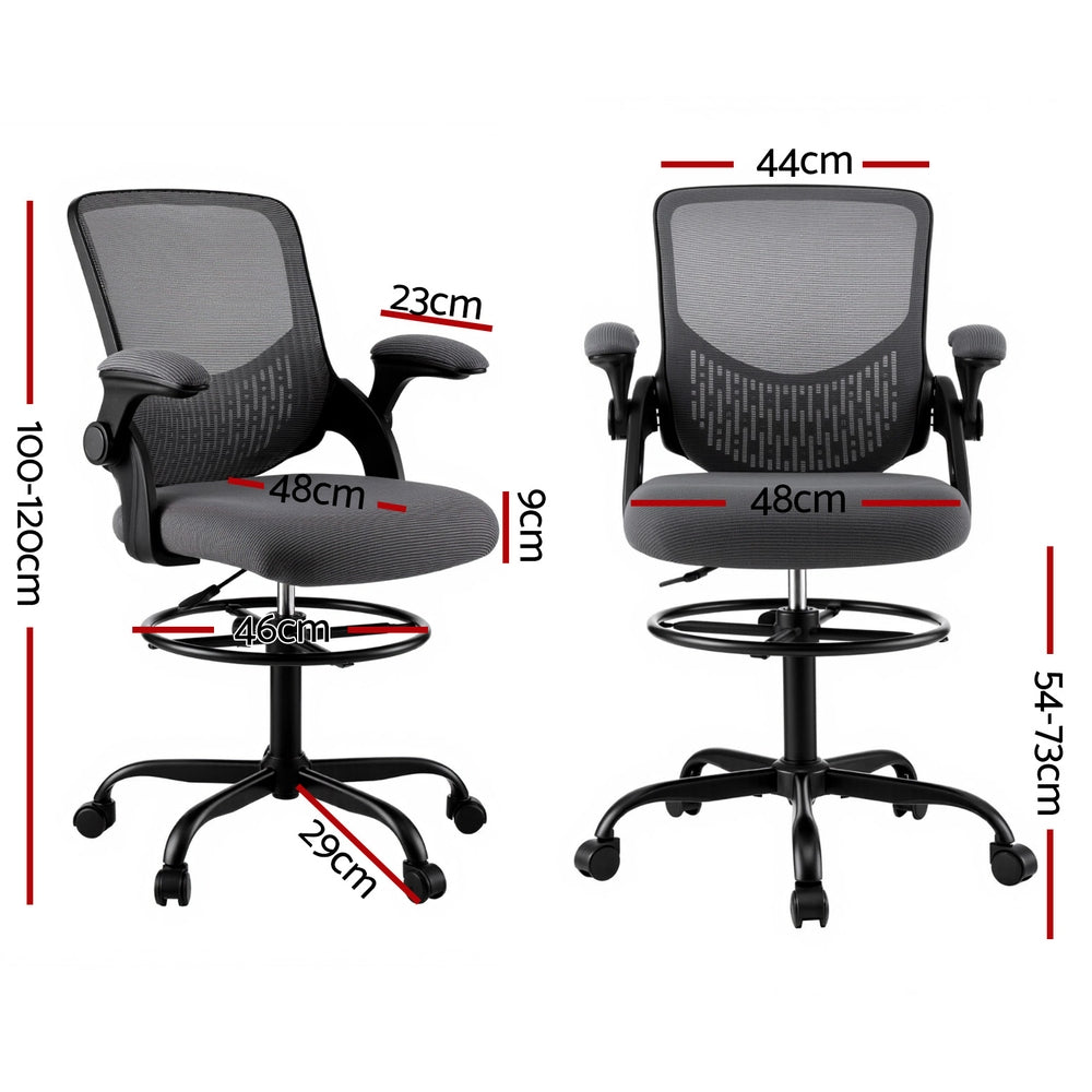 Artiss Grey Mesh Drafting Office Chair — Elevated Stool for Standing Desks — Allure Home Collections