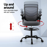 Artiss Grey Mesh Drafting Office Chair — Elevated Stool for Standing Desks — Allure Home Collections