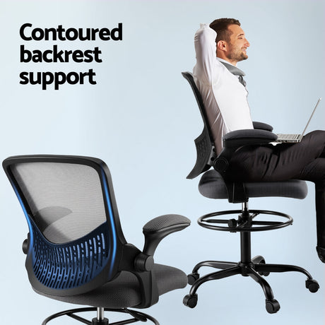Artiss Grey Mesh Drafting Office Chair — Elevated Stool for Standing Desks — Allure Home Collections