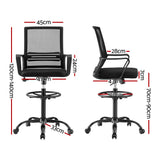 Northcliffe black mesh drafting chair with foot ring at a standing desk