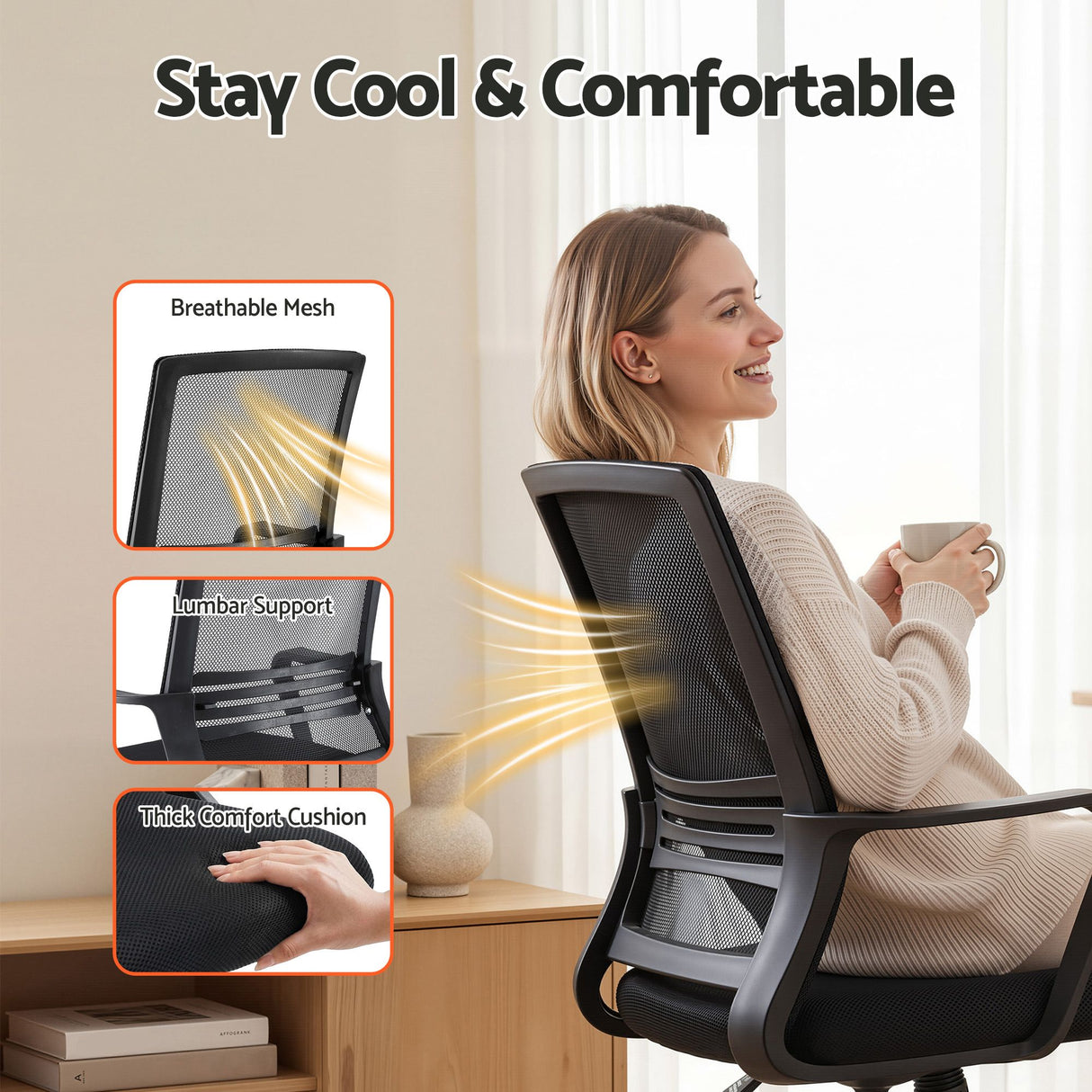 Northcliffe black mesh drafting chair with foot ring at a standing desk