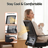 Northcliffe black mesh drafting chair with foot ring at a standing desk