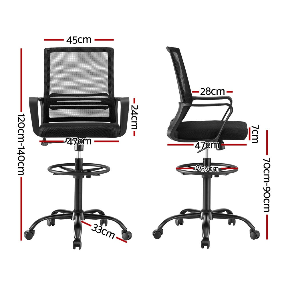 Artiss Ergonomic Black Mesh Drafting Office Chair Standing Desk Stool — Allure Home Collections