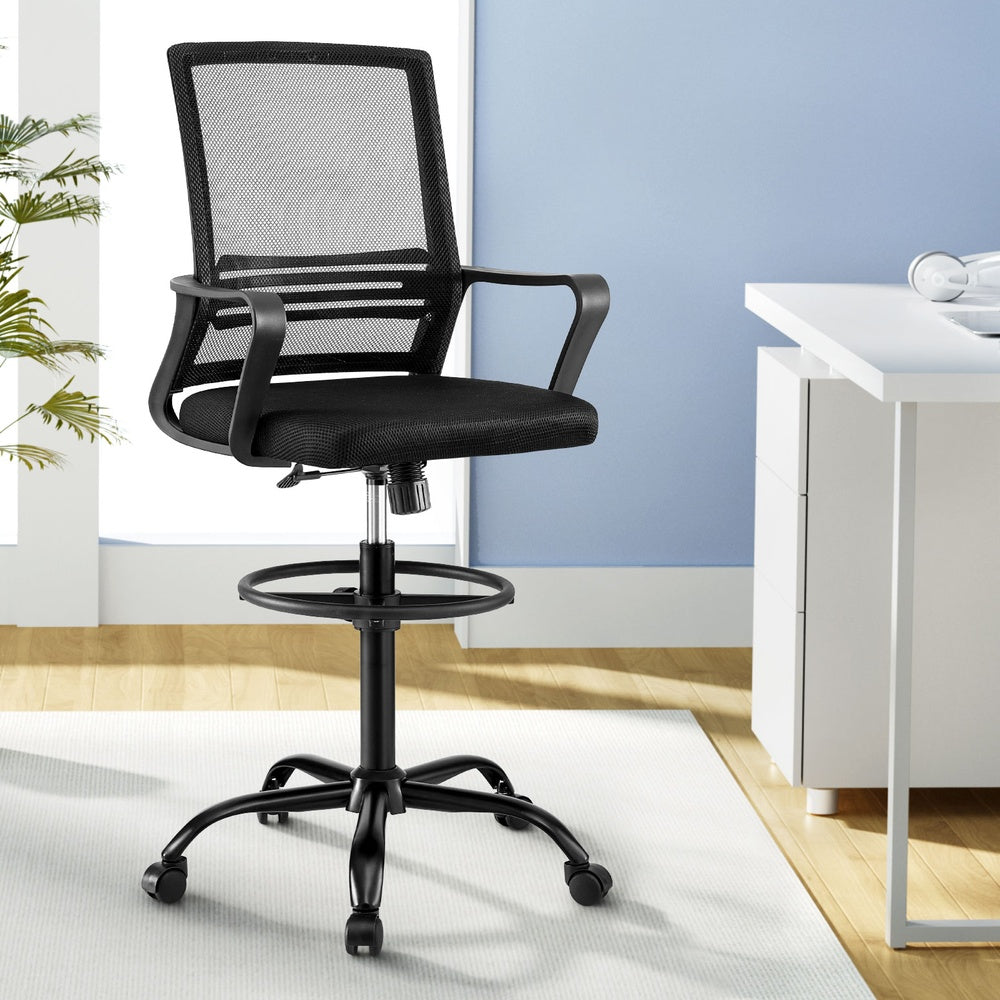 Artiss Ergonomic Black Mesh Drafting Office Chair Standing Desk Stool — Allure Home Collections