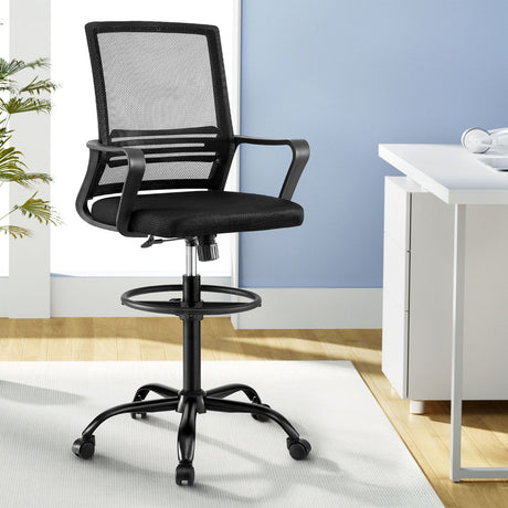 Artiss Ergonomic Black Mesh Drafting Office Chair Standing Desk Stool — Allure Home Collections