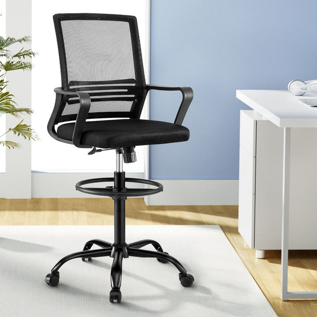 Artiss Ergonomic Black Mesh Drafting Office Chair Standing Desk Stool — Allure Home Collections