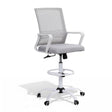 Northcliffe white mesh drafting chair with foot ring at a standing desk