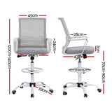 Northcliffe white mesh drafting chair with foot ring at a standing desk