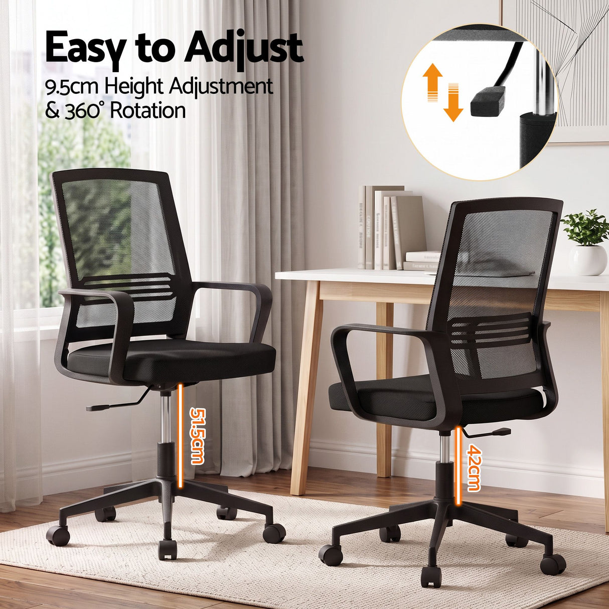 Cottesloe black mid back mesh office chair in a home office